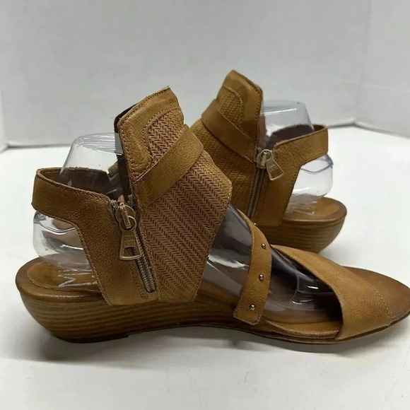 Miz Mooz Farley Sandals Shoes Leather Demi Wedge Open Toe Shoe Tan Brown Size 10 - Picture 5 of 11